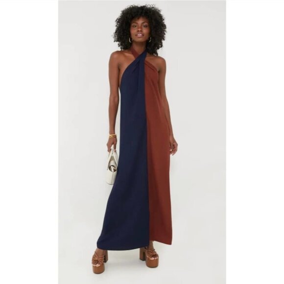 Tuckernuck Twisted Mocha D'Amore Maxi Halter Dress Size Med - Picture 1 of 12